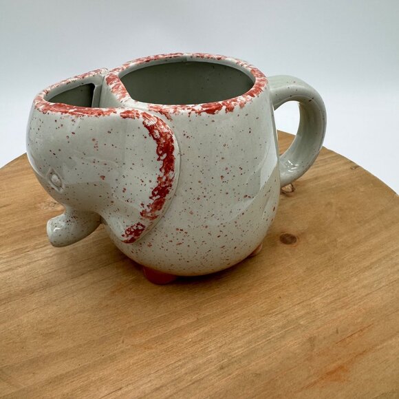 Rustic Elephant shape 3D Tea Mug whimsical good luck happy trunk up - Picture 1 of 9